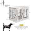 PawHut 26" Wooden Dog Cage Dog Crate Furniture, Indoor Dog Kennel, Dog Cage End Table with 2 Lockable Doors Entrance & Top Shelf, White